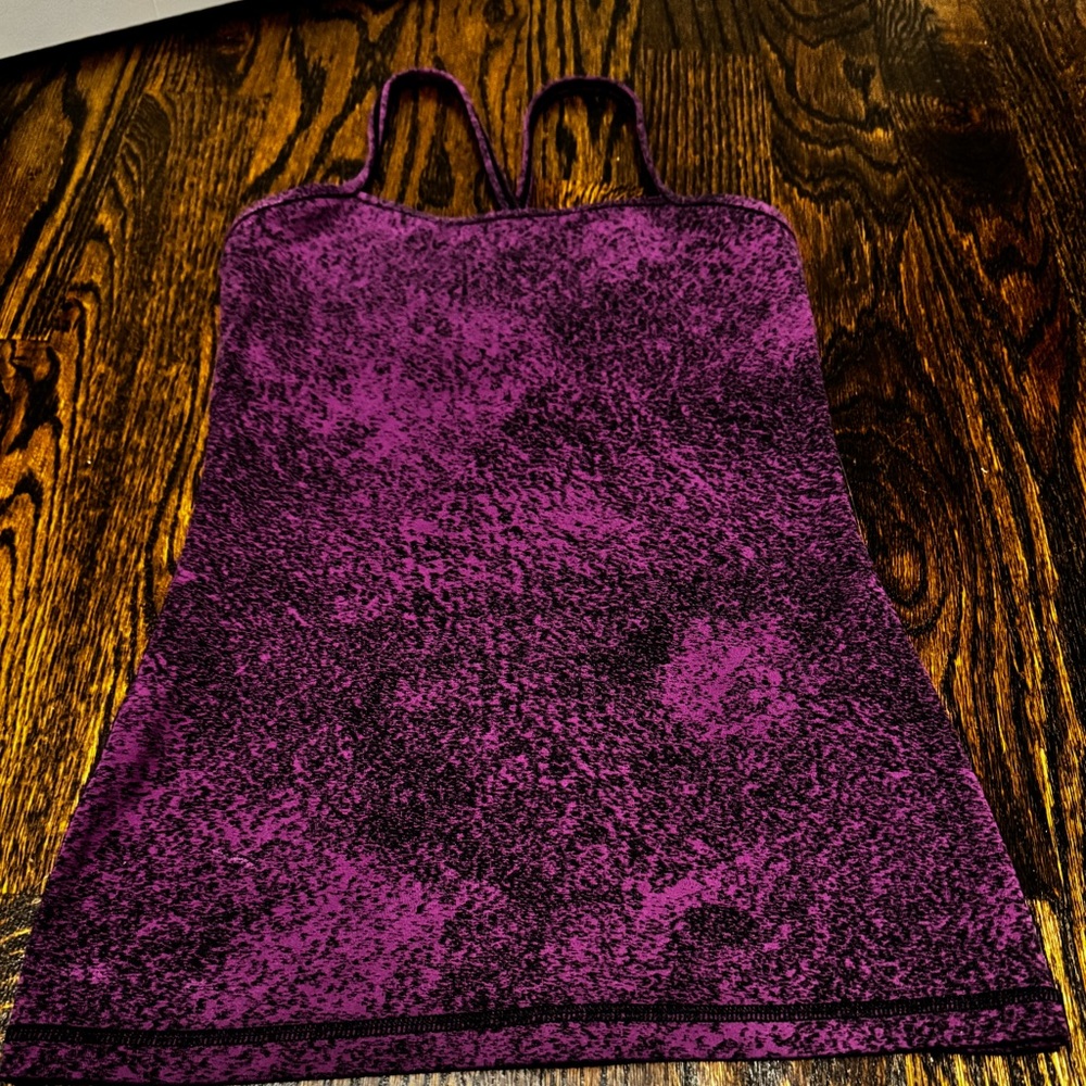 Lululemon Power Y tank. Hip length. Purple/black. Size 4.